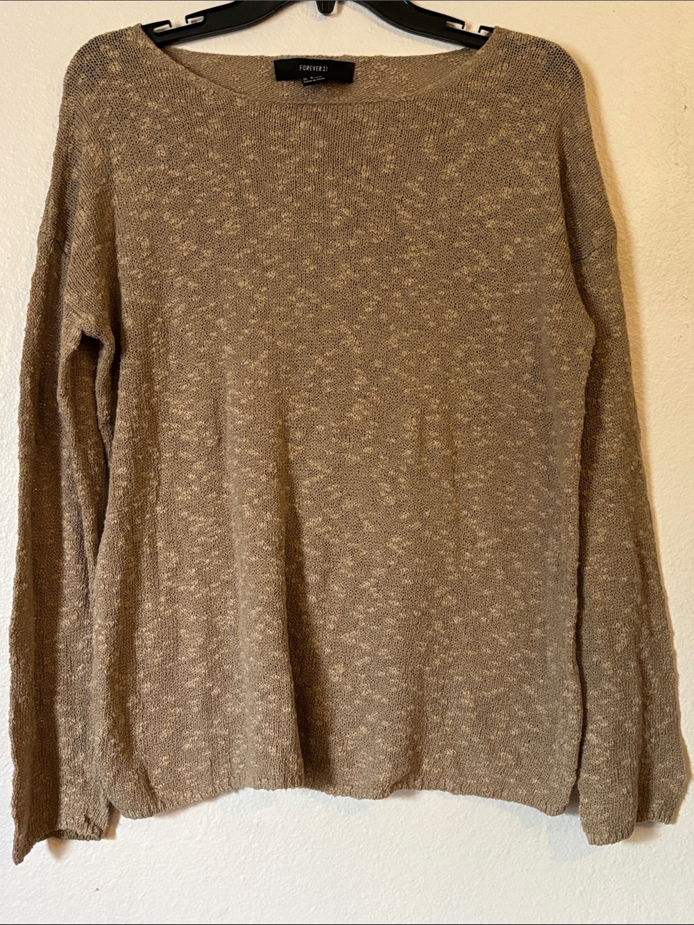 Forever 21 Taupe Marled Fine Knit Crewneck Pullover Sweater Size M